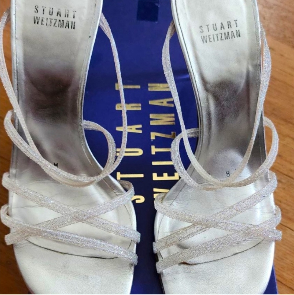 Stuart Weizmann strappy crystal sandle Pre-owned In Box